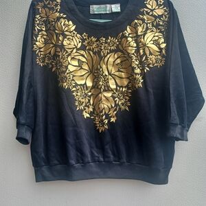 Colleen's Collectables Black and Gold Dolman Sleeve Shirt